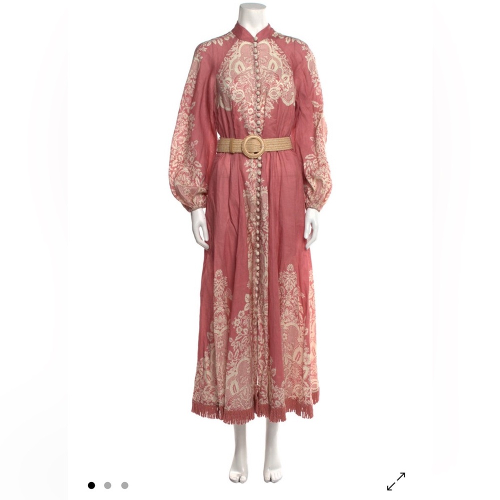 Zimmermann Pink and Cream Long Sleeve Dress